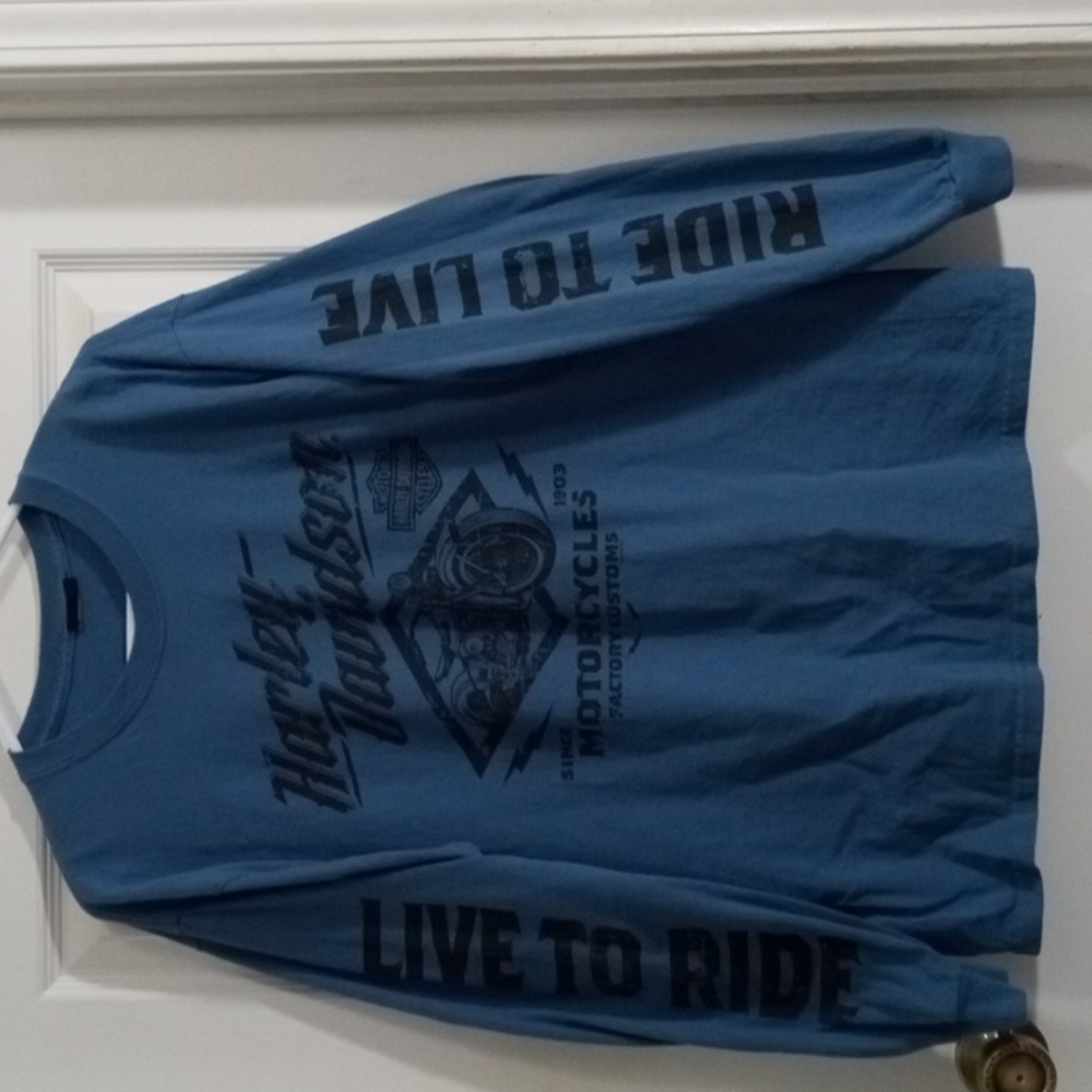 Harley-Davidson Blue Long Sleeve Tee Men’s Large - Picture 2 of 6